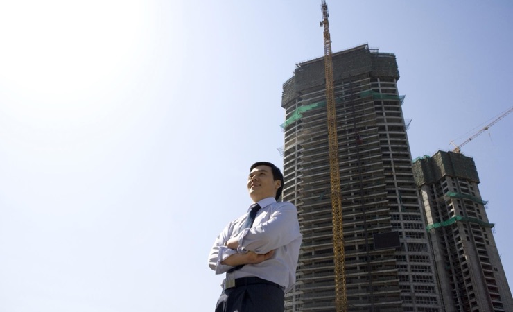 Construction professional on a high-rise project